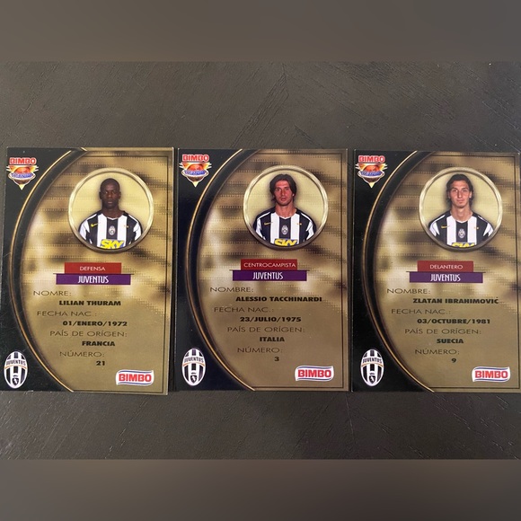 BIMBO 2005 FC Juventus Juve 3-Card Team Set UEFA STARS Ibrahimovic, Thuram RARE - Picture 2 of 2